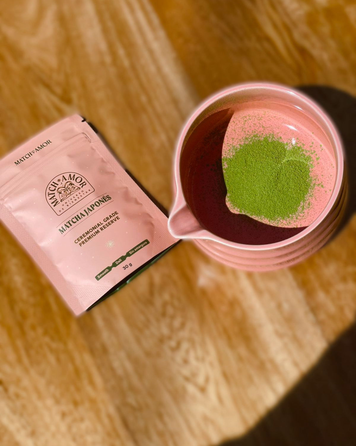 matcha ceremonial premium reserve polvo y empaque